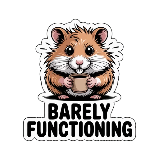 Cute Hamster Barely Functioning Coffee Sticker