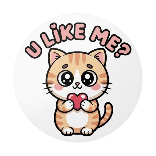 Cute Kawaii Cat with Heart Vinyl Sticker