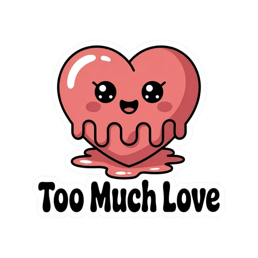 Cute Kawaii Melting Heart Too Much Love Sticker