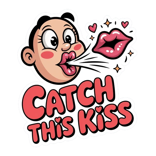 Catch This Kiss Cartoon Vinyl Sticker