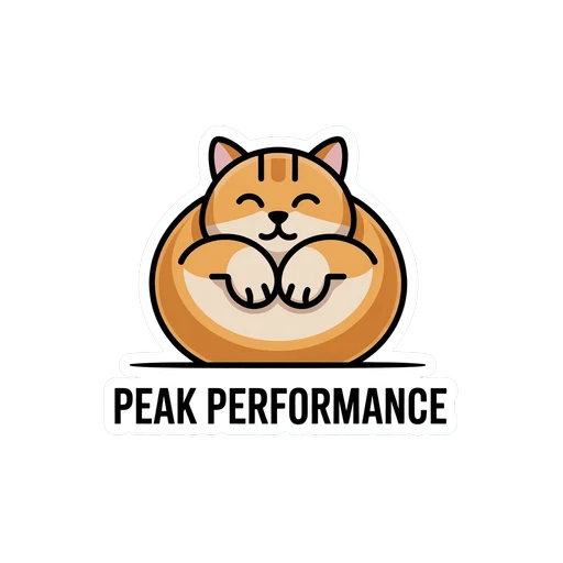 Cute Chubby Cat Peak Performance Sticker