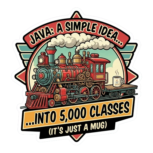 Funny Java Train Mug Vinyl Sticker