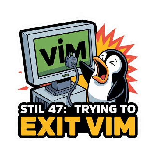 Funny Penguin Trying to Exit VIM Sticker
