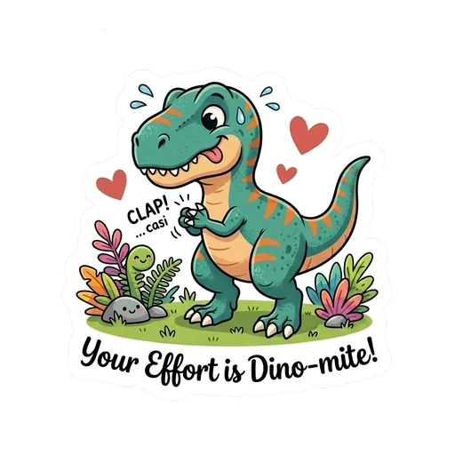 Cute Dinosaur Encouragement Vinyl Sticker