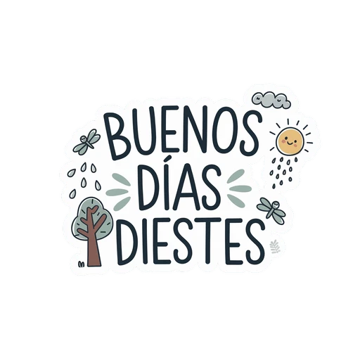 Buenos Días Diestes Cute Weather Sticker