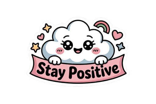 Cute Kawaii Cloud Stay Positive Vinyl Sticker