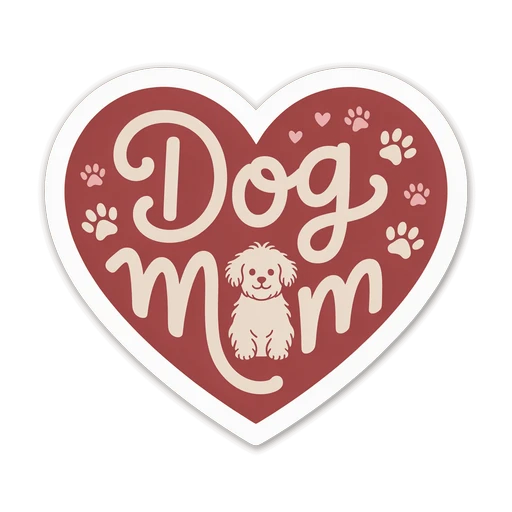 Heart-Shaped Dog Mom Vinyl Sticker