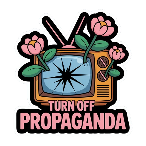 Turn Off Propaganda Retro TV Protest Sticker