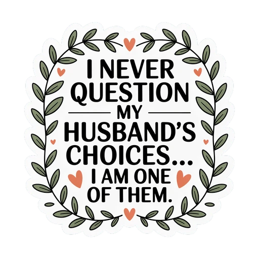 Funny Husband Quote Laurel Wreath Sticker