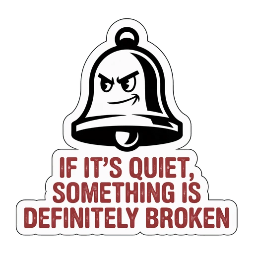 Funny Quiet Something Is Broken Bell Sticker