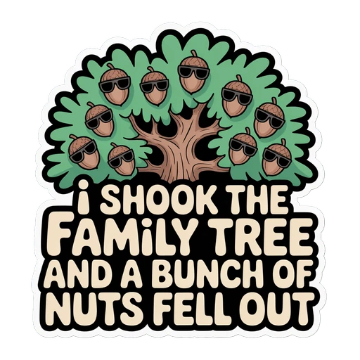 Funny Family Tree Acorn Pun Vinyl Sticker