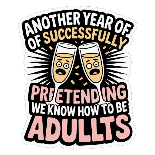 Funny Adulting Champagne Quote Vinyl Sticker