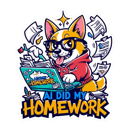 AI Did My Homework Funny Corgi Laptop Sticker