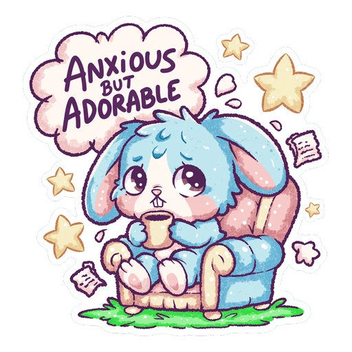 Anxious But Adorable Bunny Cute Kawaii Vinyl Sticker