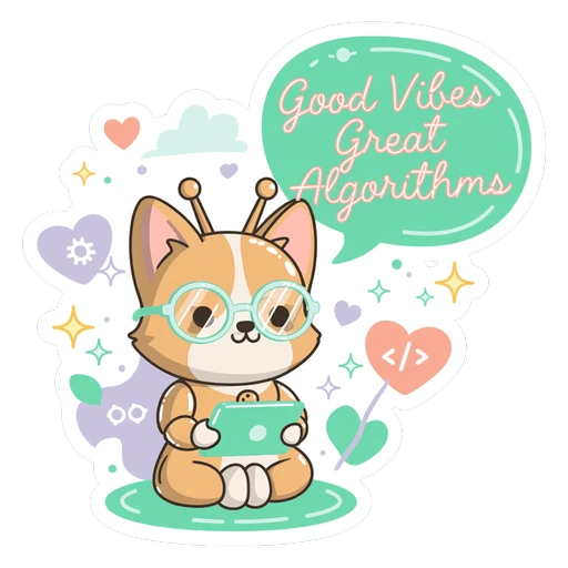 Cute Coding Corgi Good Vibes Great Algorithms Sticker