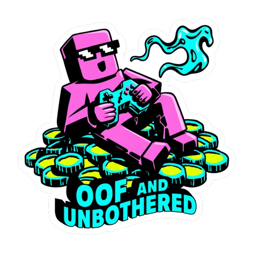 Oof and Unbothered Gaming Meme Character Sticker