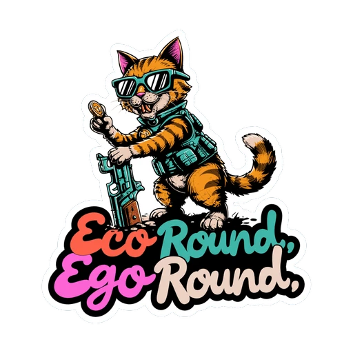 Funny Tactical Cat Eco Round Ego Round Sticker