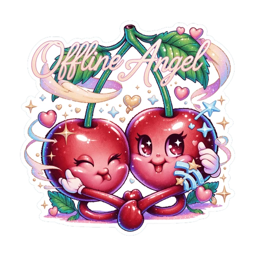 Cute Offline Angel Cherries Kawaii Vinyl Sticker