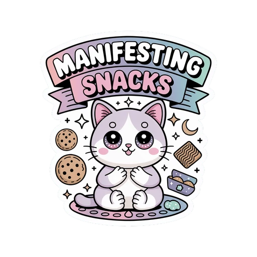 Manifesting Snacks Kawaii Astrology Cat Sticker