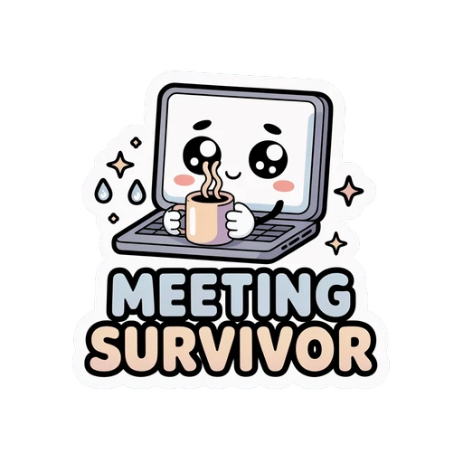 Cute Meeting Survivor Laptop Coffee Sticker