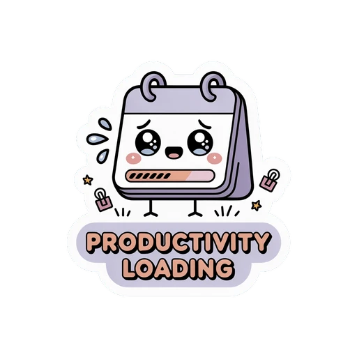 Cute Productivity Loading Calendar Sticker