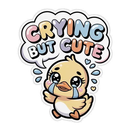 Crying But Cute Kawaii Duck Vinyl Sticker