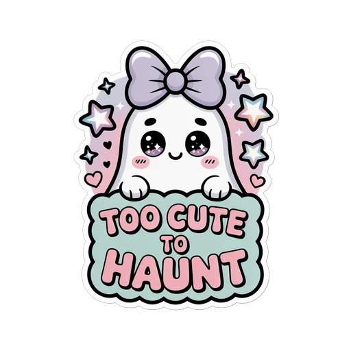 Cute Ghost Too Cute to Haunt Halloween Sticker
