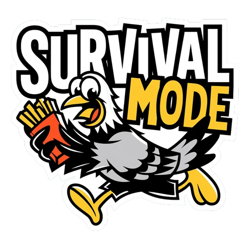Survival Mode Vulture With Fries Funny Vinyl Sticker