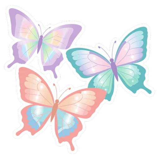 Pastel Butterfly Trio Vinyl Sticker
