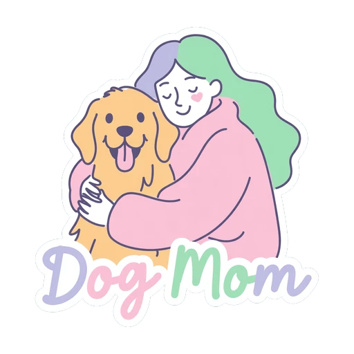 Dog Mom Hugging Golden Retriever Vinyl Sticker
