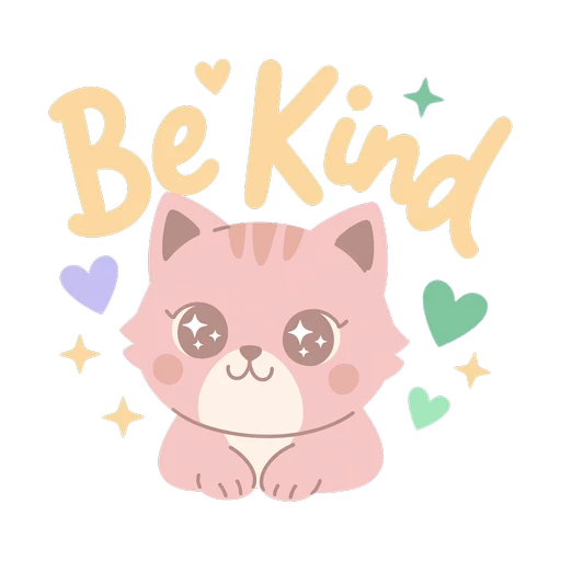 Cute Be Kind Pink Cat Vinyl Sticker