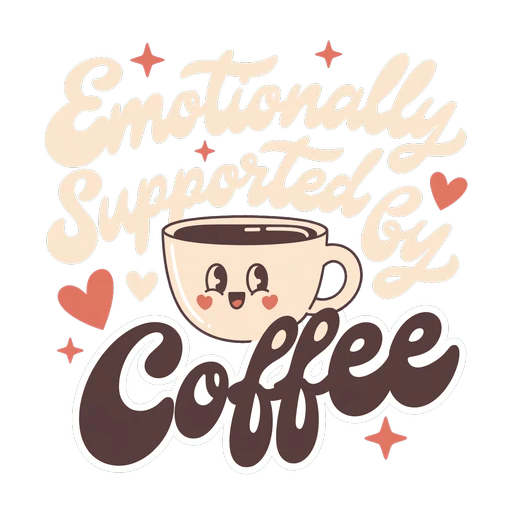 Emotionally Supported by Coffee Cute Cup Sticker