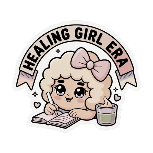 Healing Girl Era Journal Matcha Bow Vinyl Sticker