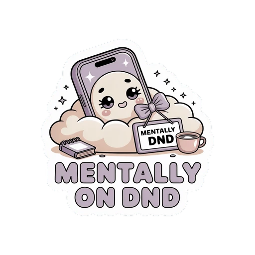 Mentally On DND Cute Phone Cloud Vinyl Sticker