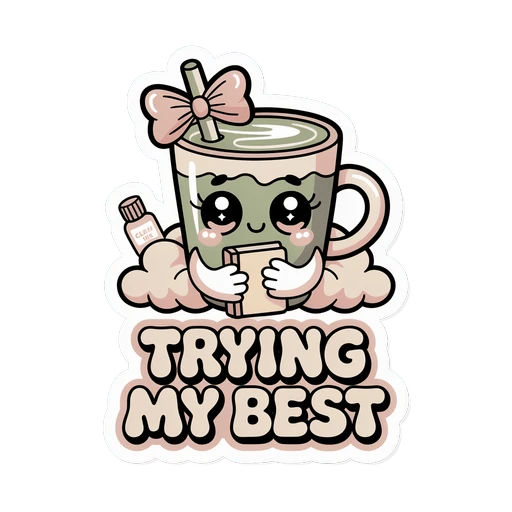 Kawaii Matcha Trying My Best Vinyl Sticker