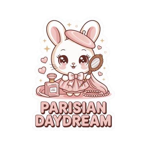 Parisian Daydream Bunny Coquette Vinyl Sticker