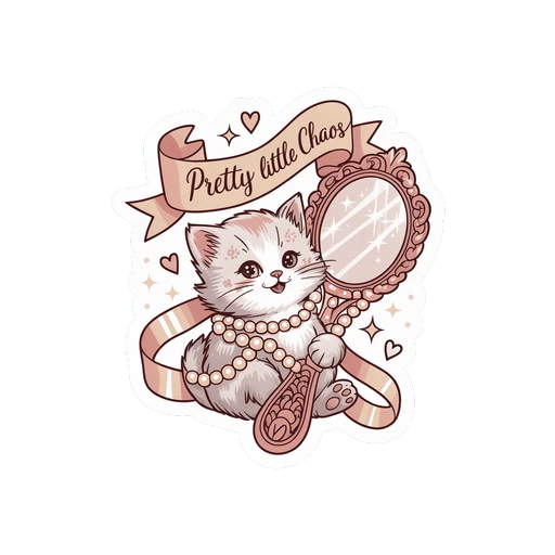 Coquette Kitten Mirror Pretty Little Chaos Sticker