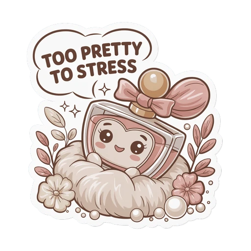 Too Pretty to Stress Perfume Bottle Coquette Sticker