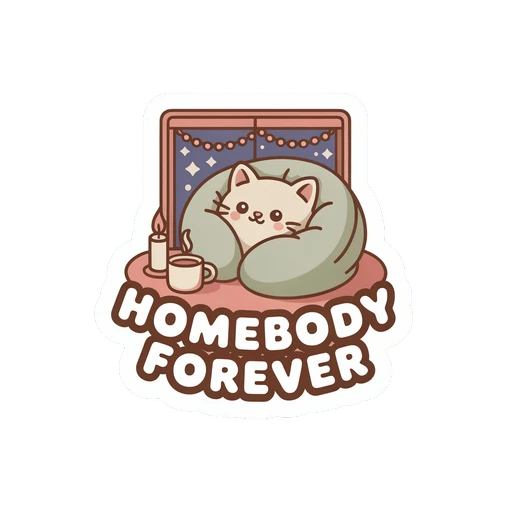 Homebody Forever Cozy Cat Vinyl Sticker