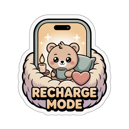 Recharge Mode Cozy Bear Phone Sticker