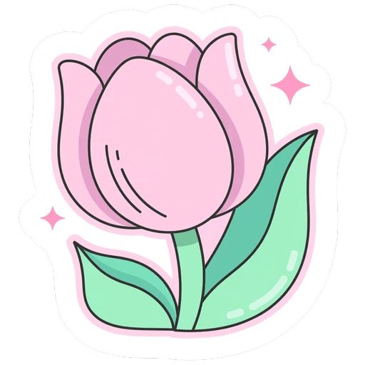 Cute Pink Tulip Flower Vinyl Sticker