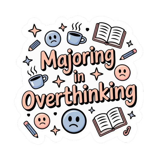 Majoring in Overthinking Cute Study Humor Sticker