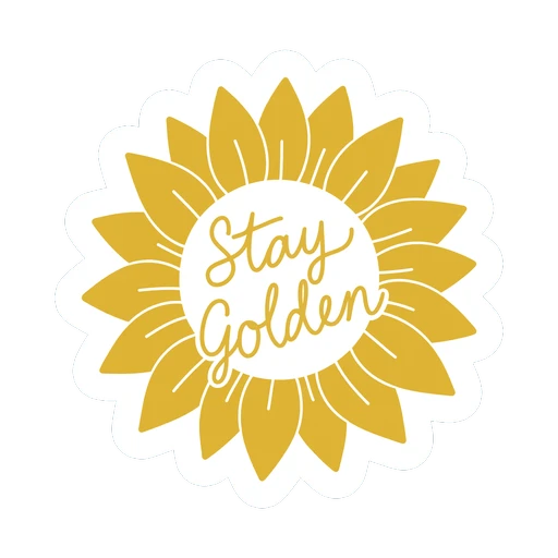 Stay Golden Sunflower Script Sticker