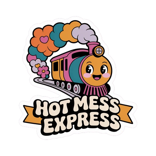 Hot Mess Express Retro Train Vinyl Sticker