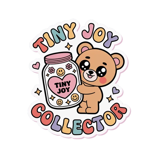 Tiny Joy Collector Bear Retro Kawaii Vinyl Sticker