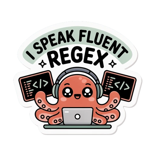 Cute Fluent Regex Octopus Coding Vinyl Sticker