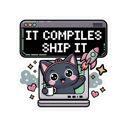 It Compiles Ship It Cat Coder Vinyl Sticker