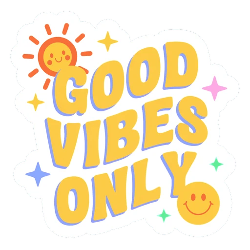 Good Vibes Only Smiley Sun Retro Sticker