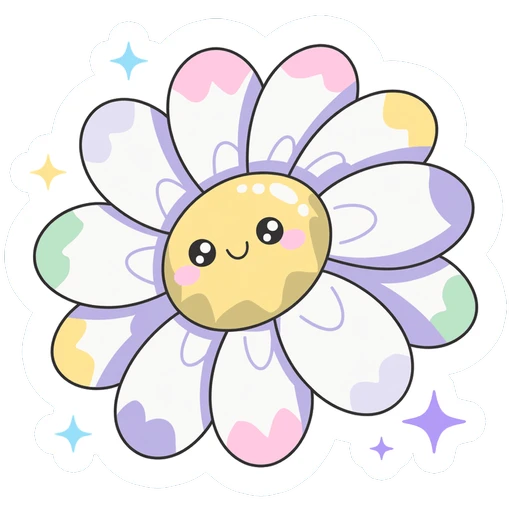 Kawaii Smiling Daisy Flower Vinyl Sticker