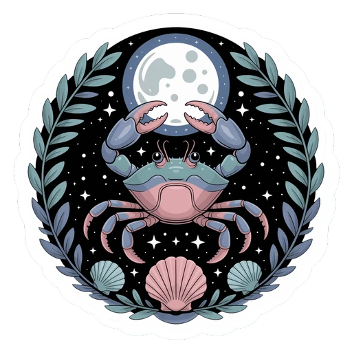 Mystical Moonlit Crab Vinyl Sticker